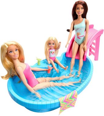 Barbie Anziehpuppe mit Pool, inklusive Rutsche