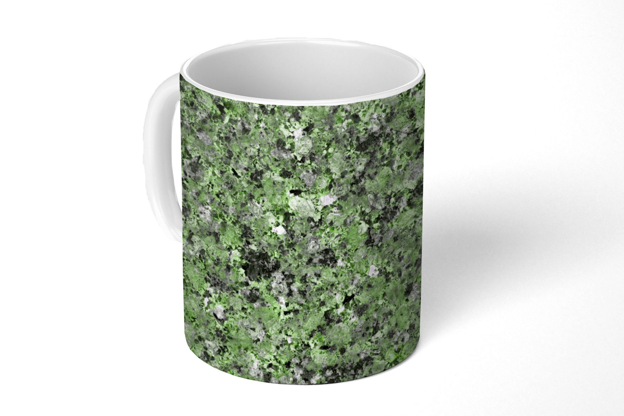 MuchoWow Tasse Granit Keramik, Grün Schwarz Kristalle, - Teetasse, Teetasse, - Kaffeetassen, Geschenk Becher, 