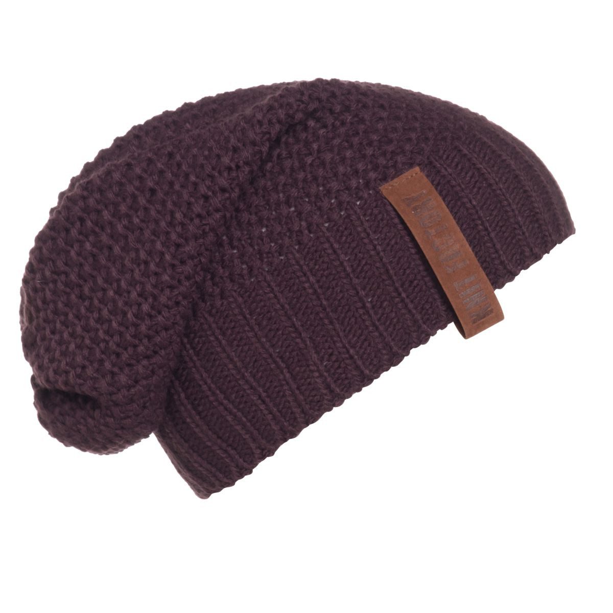 Knit Factory Strickmütze Coco Mützen One Size Glatt Lila (1-St) Mütze Strickmütze Kopfbedeckung Hut Wollmütze