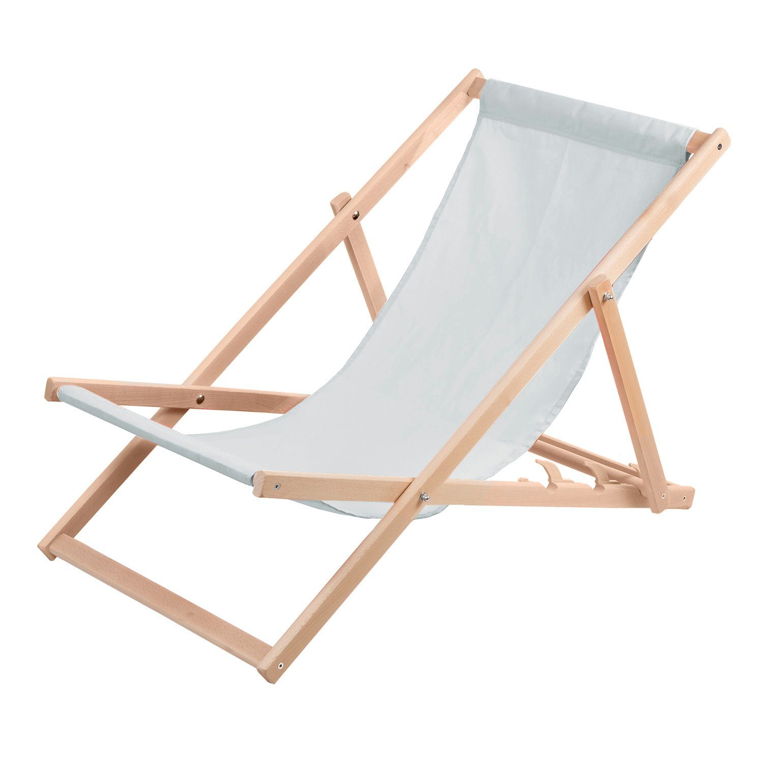 WOODOK Gartenliege, Klassischer Liegestuhl mit 3-Stufen Rückenlehnen