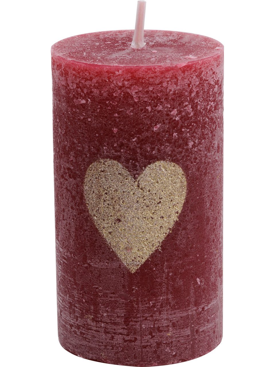 House of Rustic LED-Christbaumkerzen House of Rustic Kerze weinrot mit gold Herz Ø 6,8