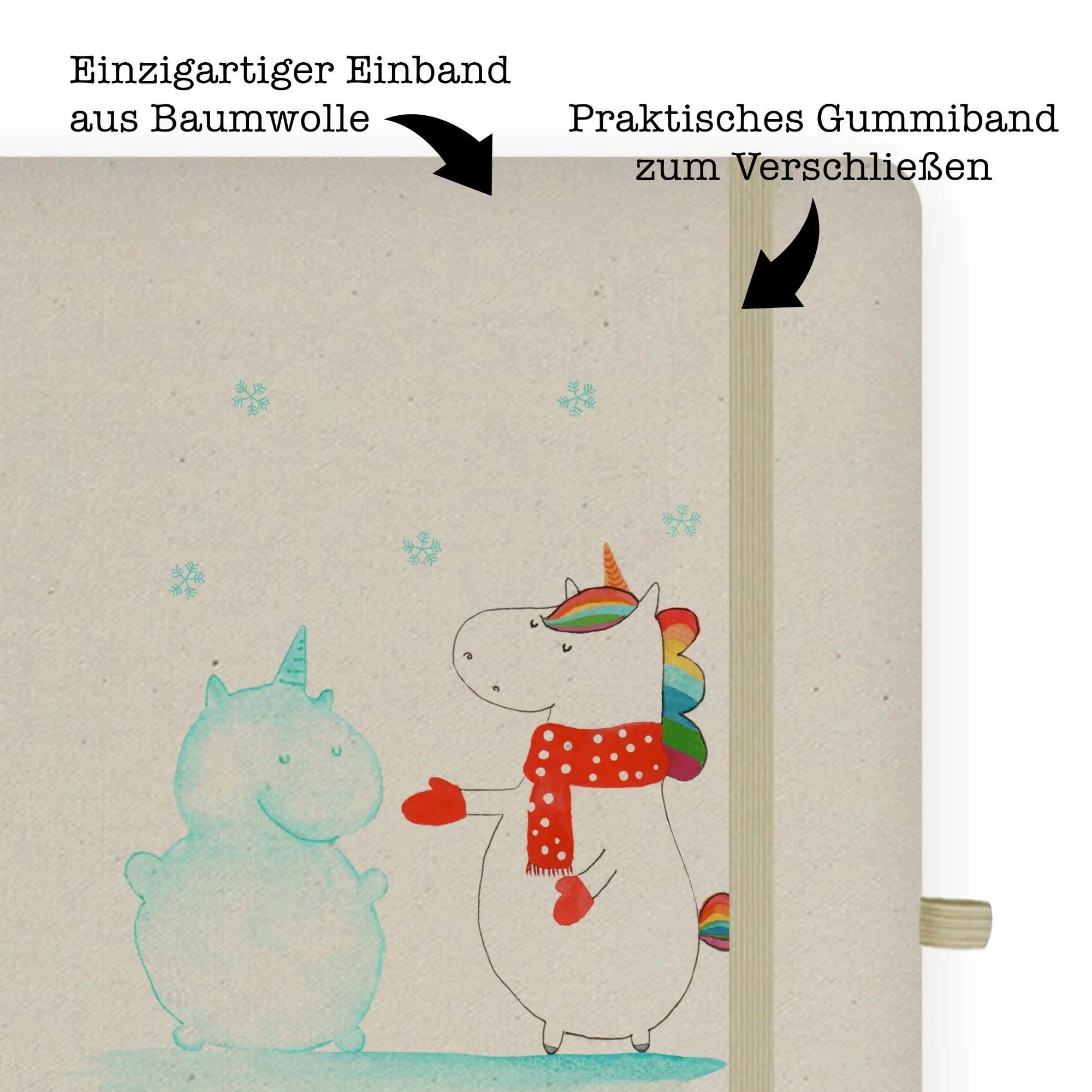 Thumbnail - Mr. & Mrs. Panda Notizbuch Einhorn Schneemann - Transparent - Geschenk, Einhorn Deko, Einhörner, Mr. & Mrs. Panda, Kreat...