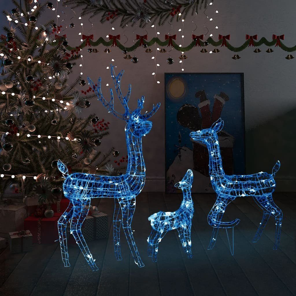 vidaXL Christbaumschmuck LED-Rentier-Familie Weihnachtsdeko Acryl 300 LED Blau (1-tlg)