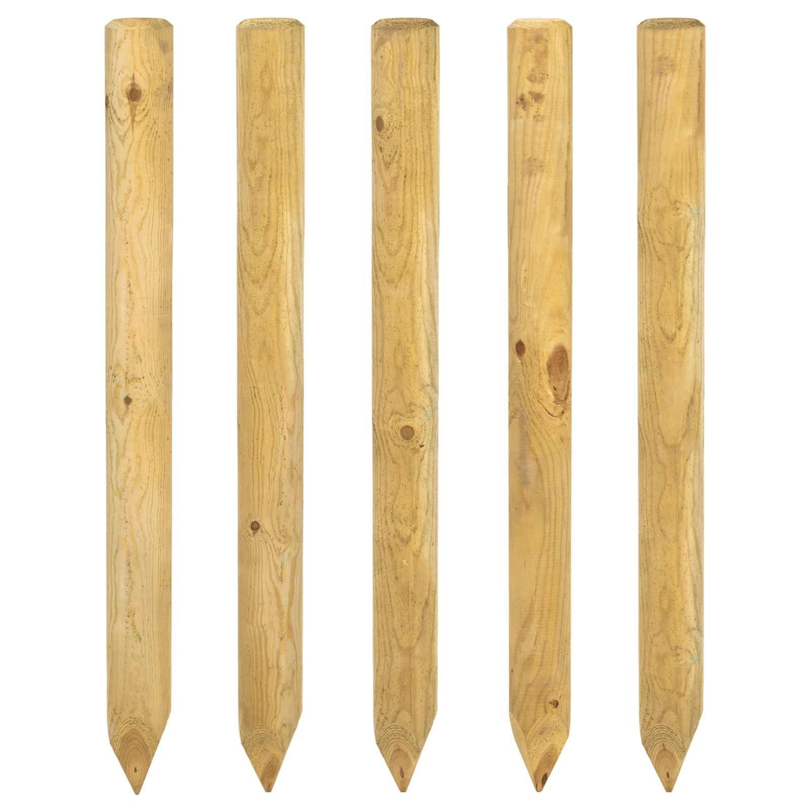 vidaXL Zaunpfosten Zaunpfosten 5 stk. Braun 60 cm Massives Kiefernholz, (5-St)