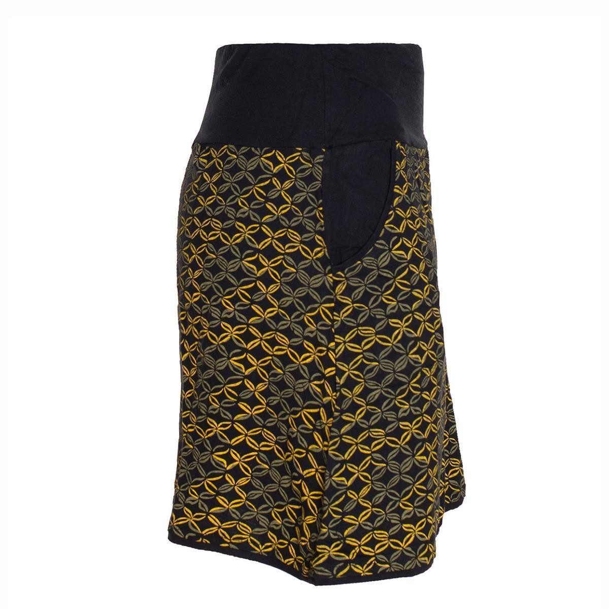 Vishes Jerseyrock Kurzer Damen Baumwoll-Rock mit Facetten Bedruckt mit Taschen Retro, Goa, Hippie Style