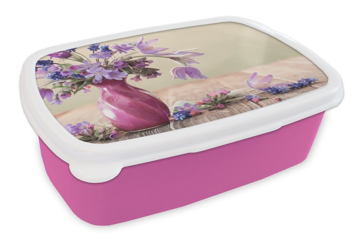 MuchoWow Lunchbox Frühling - Flieder - Stilleben, Kunststoff, (2-tlg), Brotbox für Erwachsene, Brotdose Kinder, Snackbox, Mädchen, Kunststoff rosa | Lunchboxen