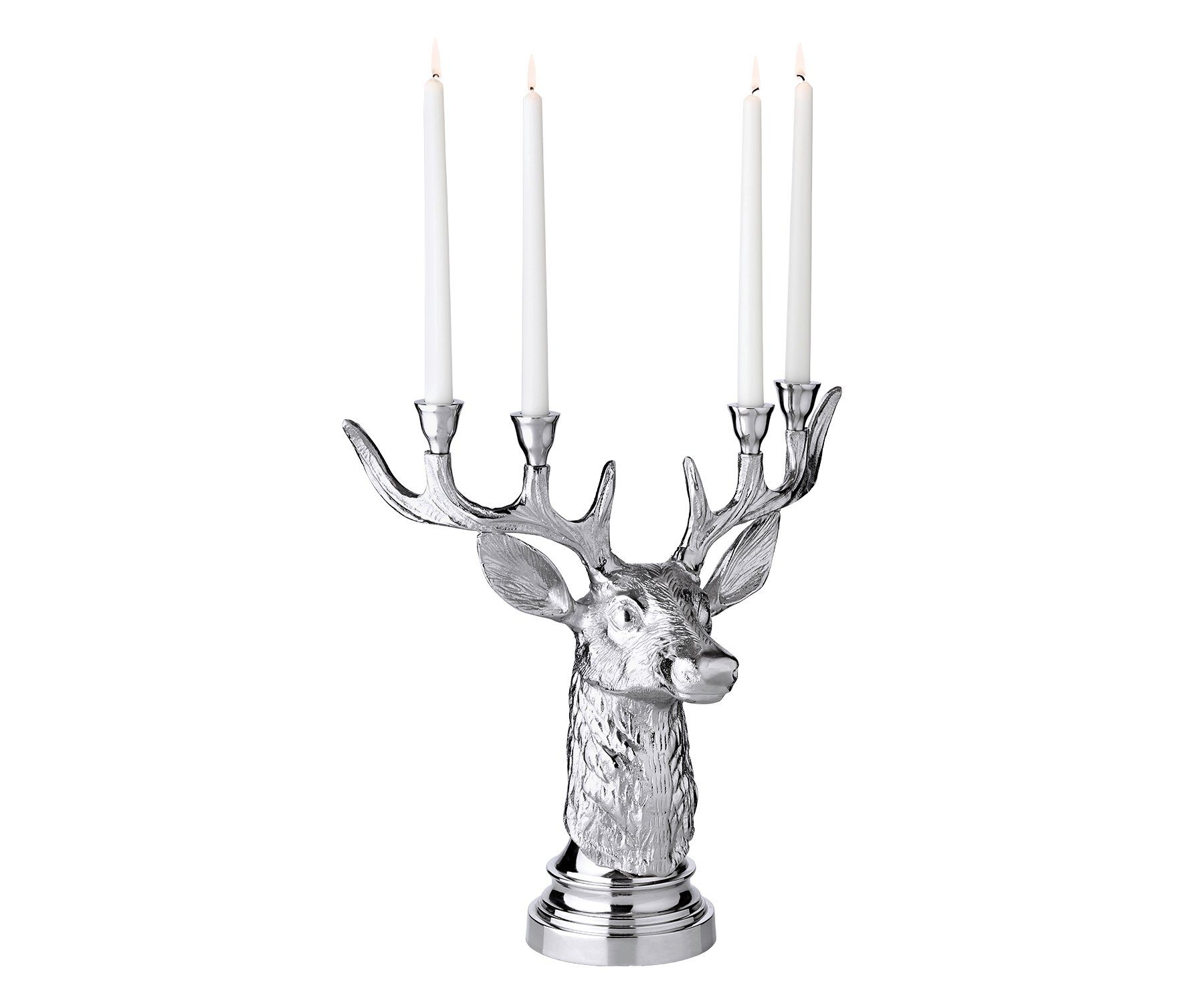 Kerzenleuchter Hirsch-Design, Kitu, versilbert im EDZARD anlaufgeschützt Optik Kerzenständer und