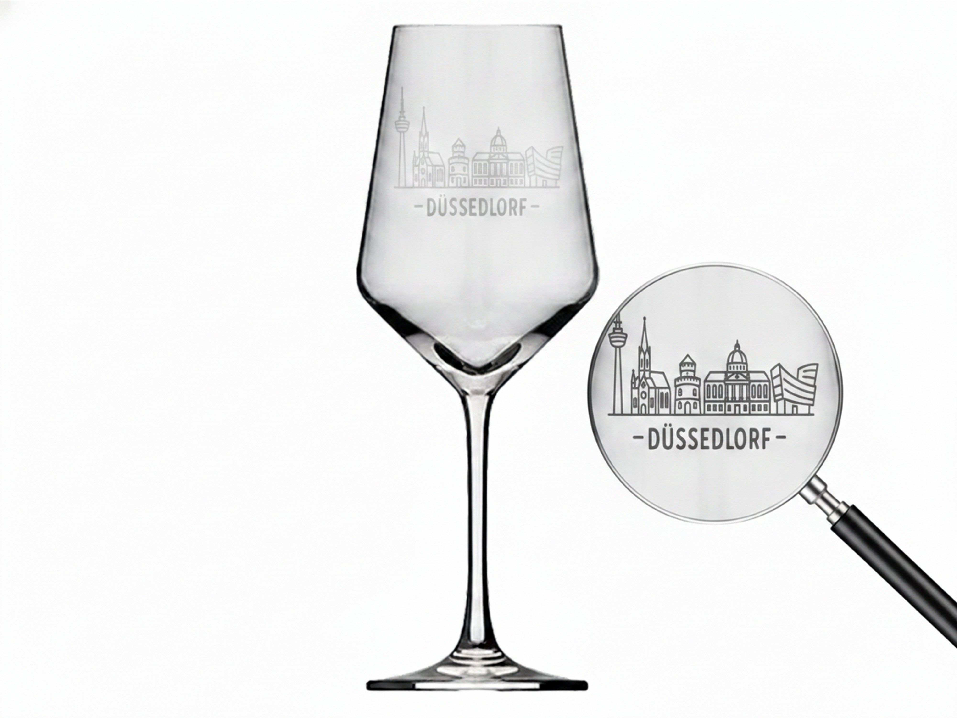 Valhalla Weinglas Weinglas Gravur Düsseldorf 350ml spülmaschinenfest robust und elegant, 1-tlg., Glas, Atemberaubende Darstellung