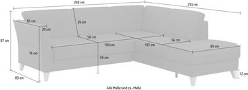 sit&more Ecksofa Visby L-Form, Wahlweise mit Bettfunktion und Stauraum, frei im Raum stellbar