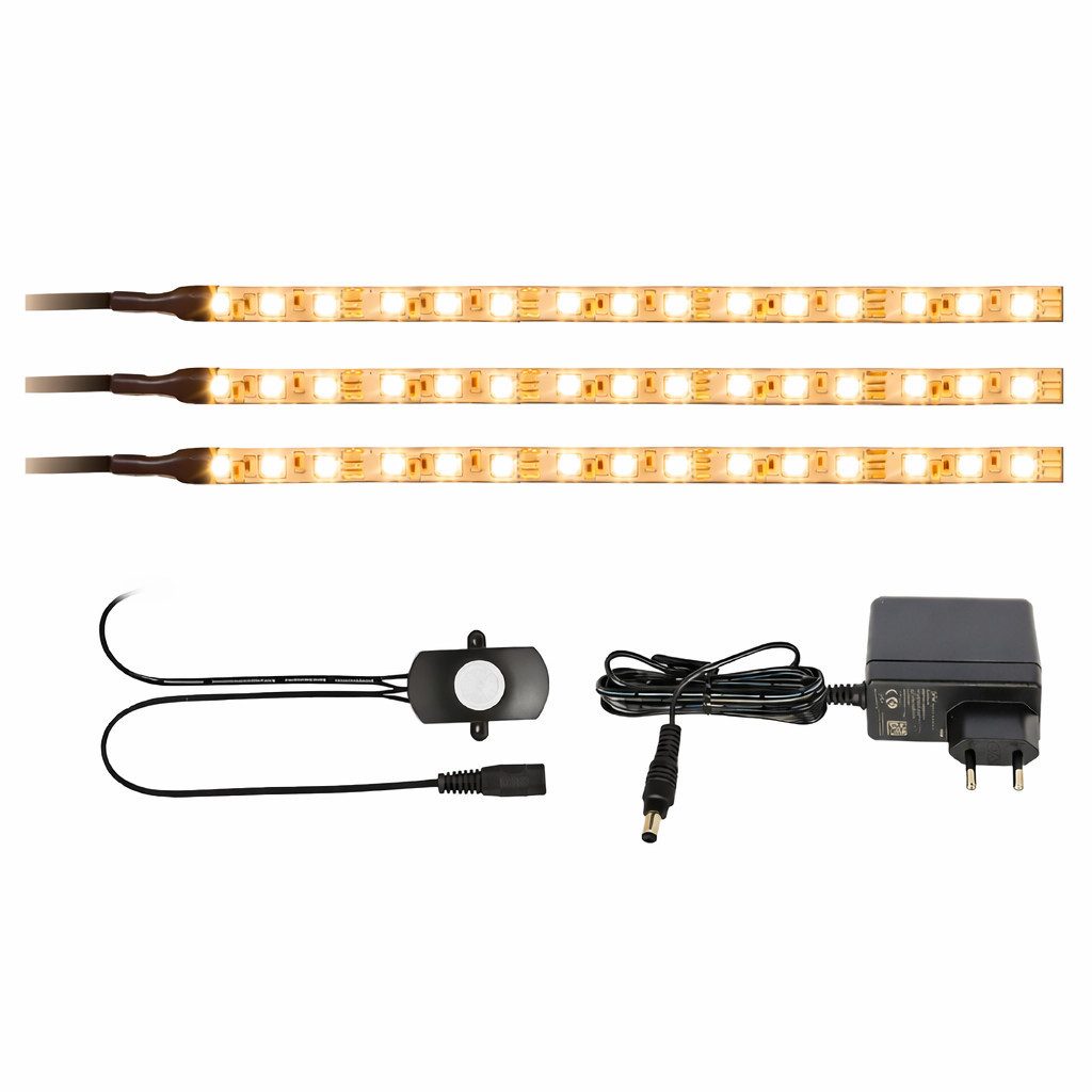 QLS LED Unterbauleuchte 3x60cm mit Bewegungsmelder, LED fest integriert, in 3 Lichtfarben, Selbstklebend