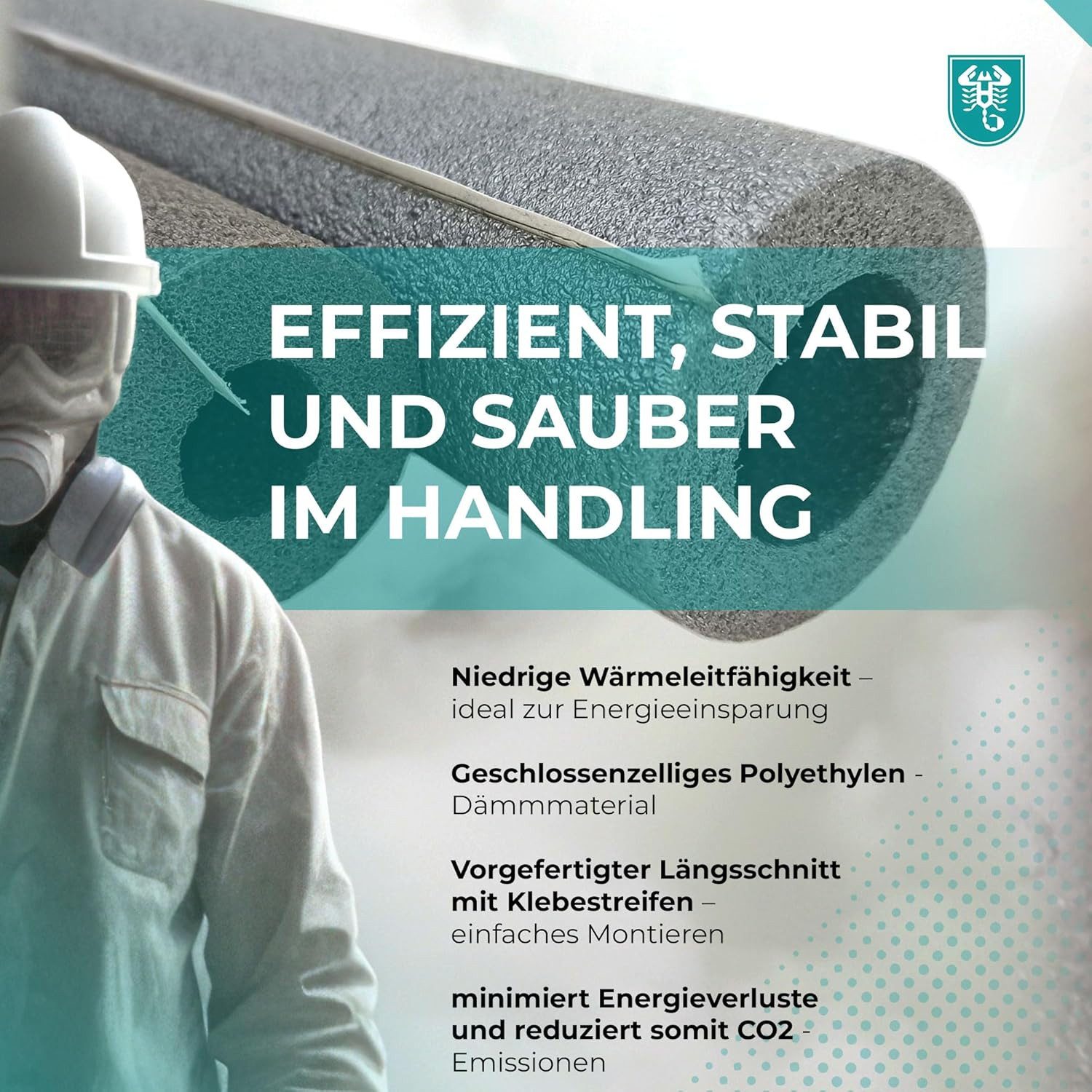 Scorprotect® Steinwolle Scorprotect selbstklebende PE Rohrisolierung 1 m Ware Farbe grau – Bild 5 von 5