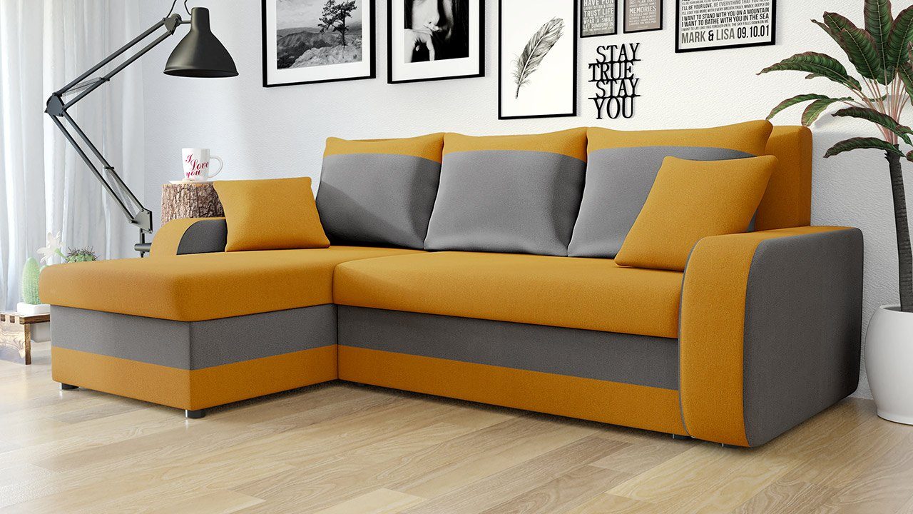 MIRJAN24 Ecksofa Kris Lux, mit Schlaffunktion und zwei Bettkasten, L-Form mit Kissen-Set, L: 238 cm