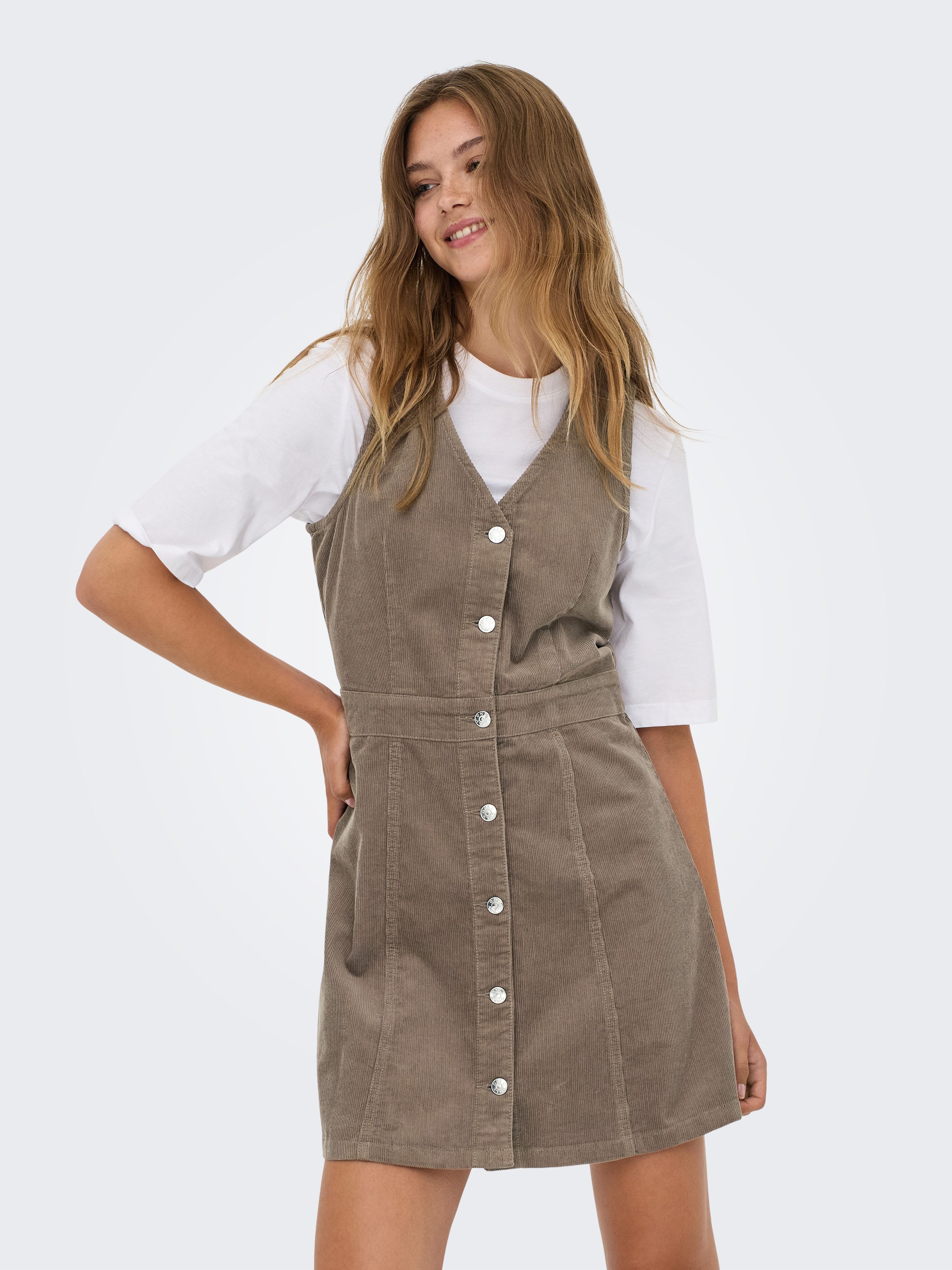 ONLY Cordkleid ONLMOXIE S/L BUT CORD DRESS CC PNT Baumwolle, regular fit