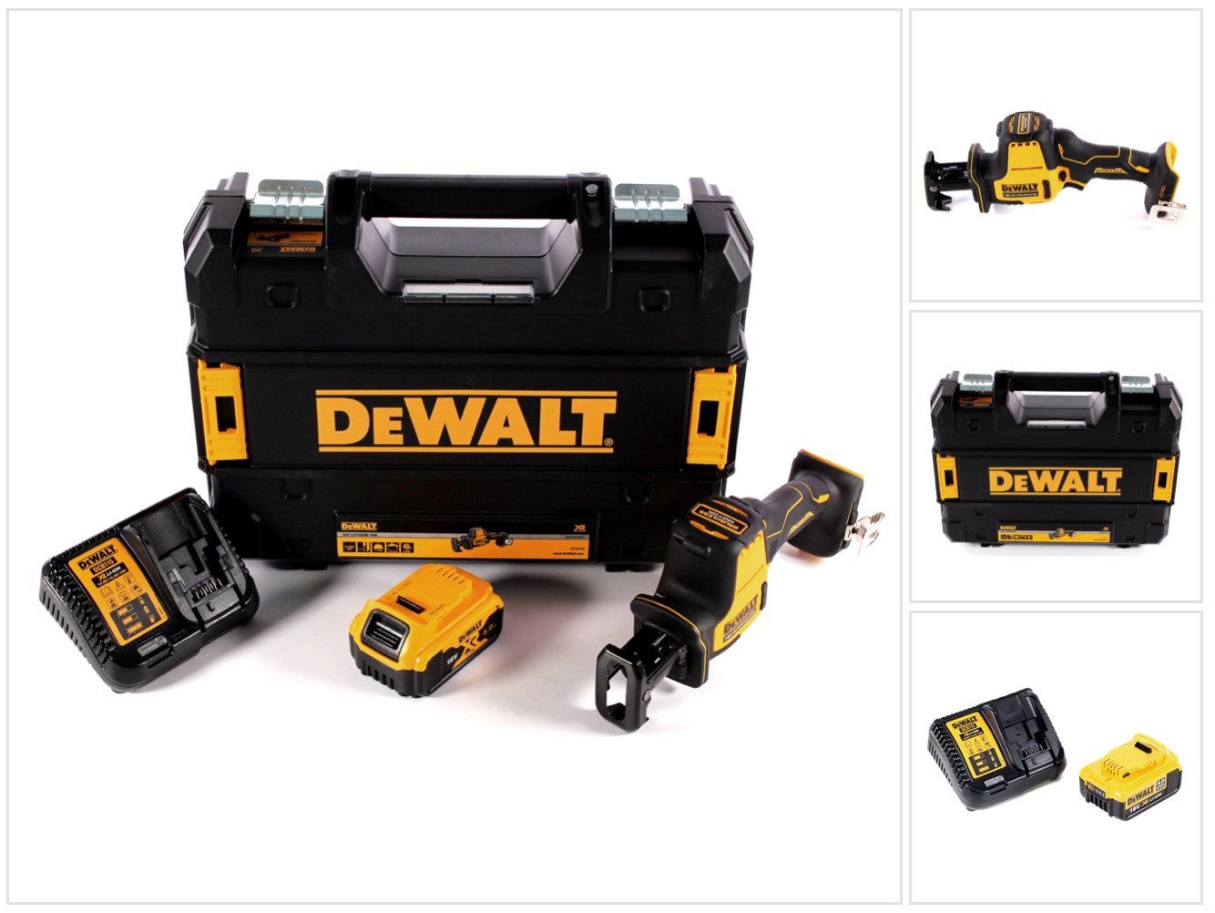 DeWalt Akku-Reciprosäge DCS 369 M1 Akku Säbelsäge 18 V + 1x Akku 4,0 Ah + Ladegerät + TSTAK