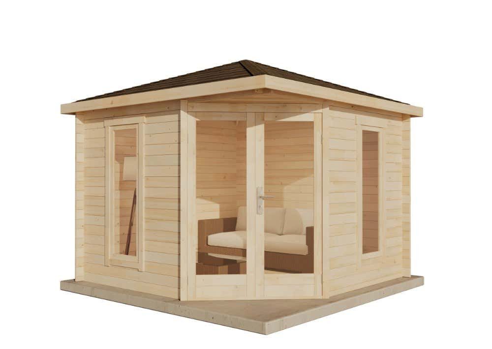 Alpholz Gartenhaus Holz 5-Eck Liwa Compact, BxT: 312x312 cm, in Naturbelassen mit 28mm Wandstärke