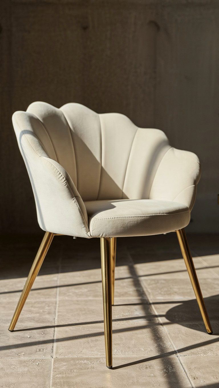 KADIMA DESIGN Esszimmerstuhl Küchenstuhl TULIP - Modernes Design - Samtbezug & Metallbeine (Armlehnen)