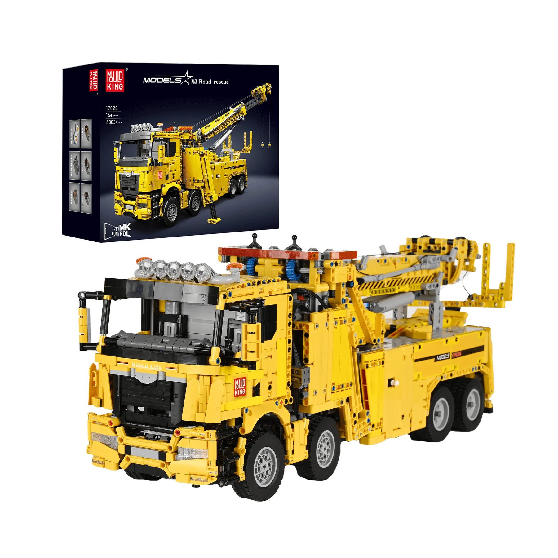 Mould King 17028 Feuerwehrauto Gelb LKW Bausteine (4883 Teile) Konstruktions-Spielset, (4883 St)