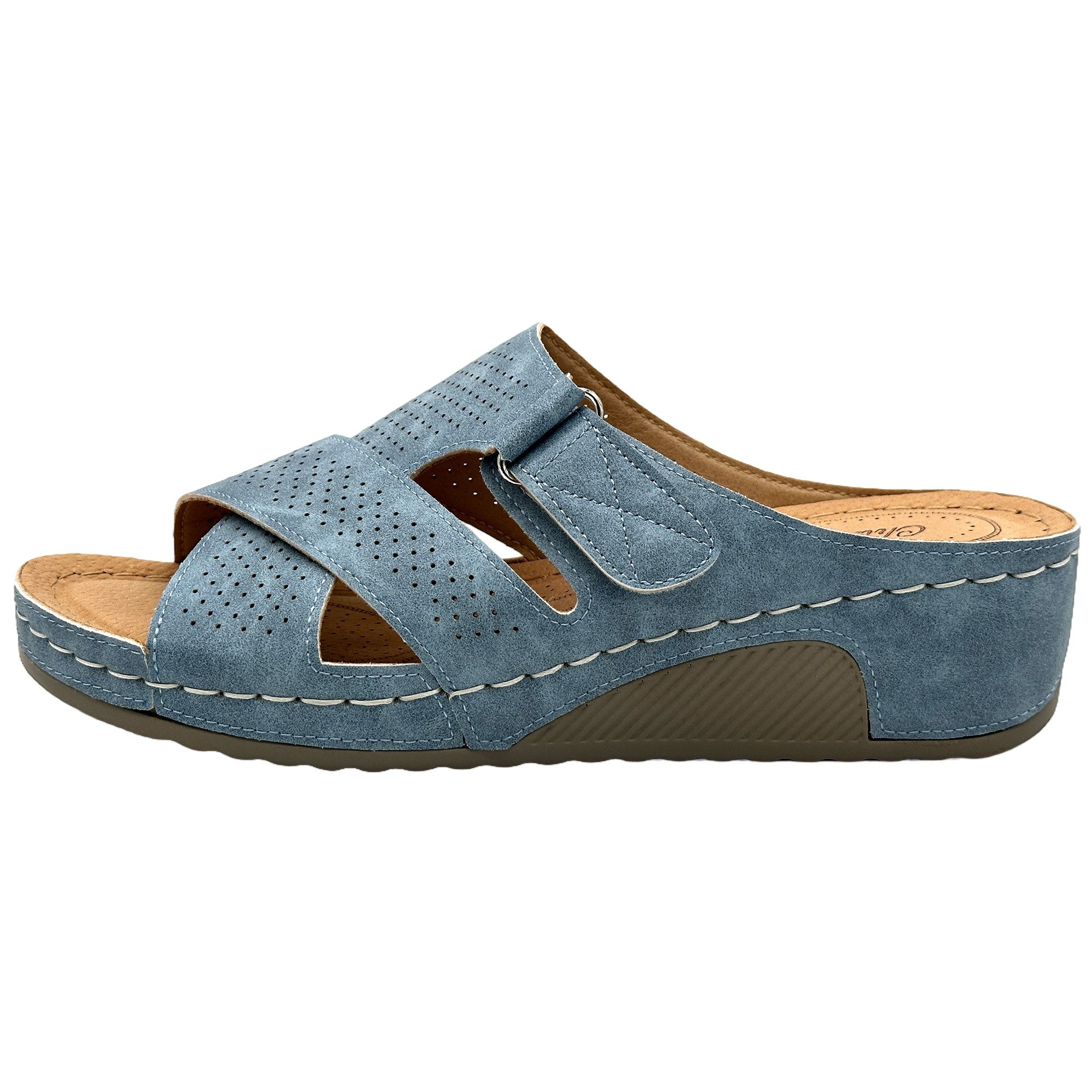 Nowaland Bequeme Damen-Pantoletten mit verstellbarem Riemen und Keilabsatz günstig online kaufen