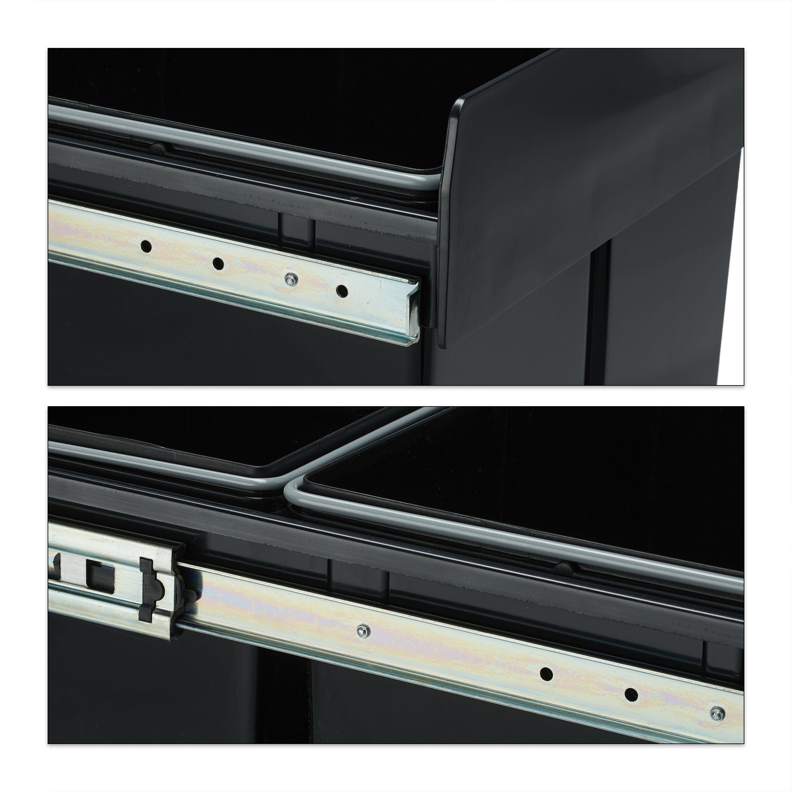 relaxdays Einbaumülleimer 3 fach schwarz