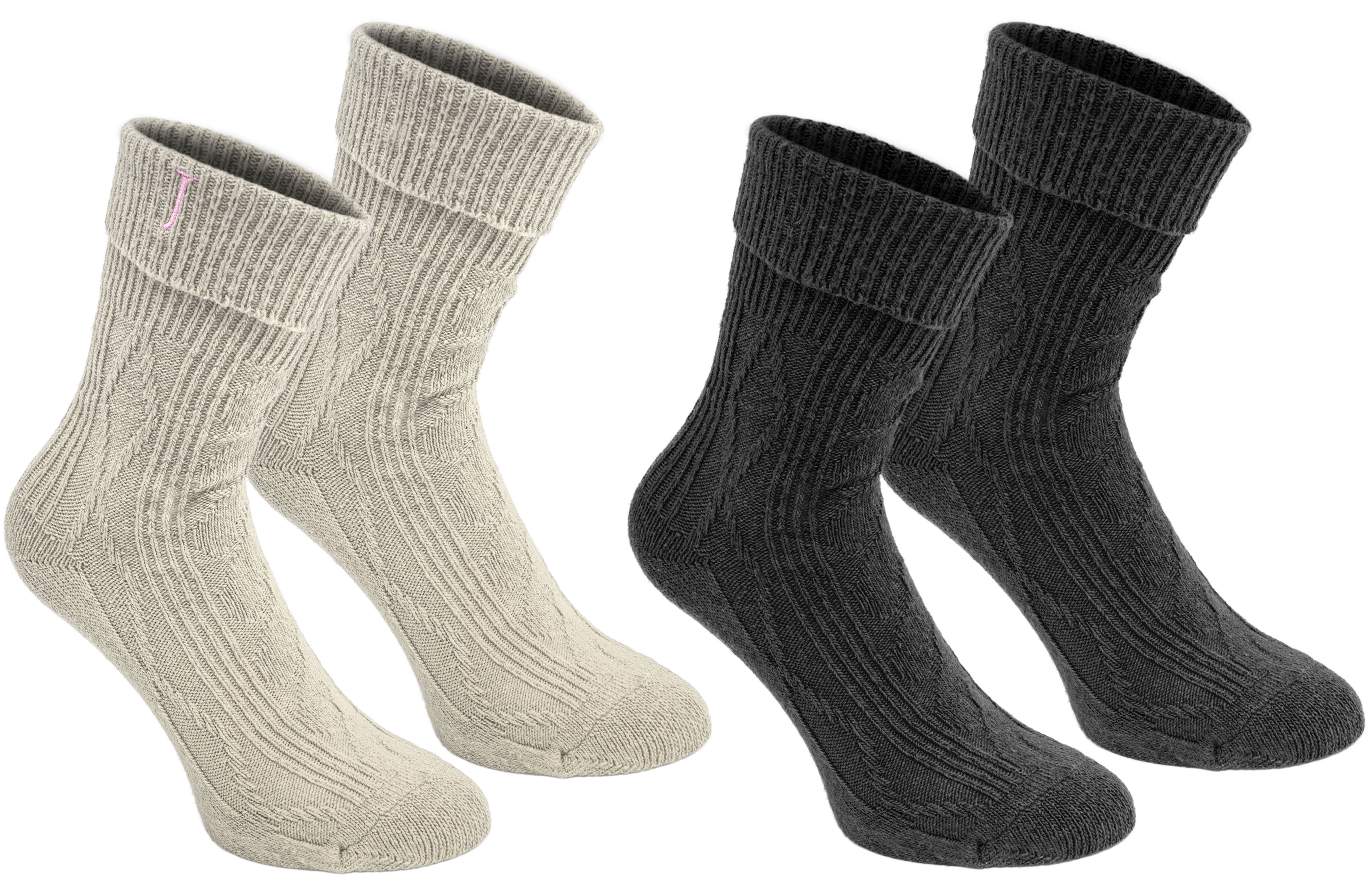 BRUBAKER Norwegersocken Damen Stiefelsocken in Geschenkverpackung (Geschenk-Set, 2-Paar, Gemütliche Kuschelsocken in Geschenkbox mit Schleife Rot Größe: 36-41) Kuschelige Damensocken aus Baumwolle, Seide und Kaschmir