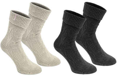 BRUBAKER Norwegersocken Damen Stiefelsocken in Geschenkverpackung (Geschenk-Set, 2-Paar) Kuschelige Damensocken aus Baumwolle, Seide und Kaschmir - Gemütliche Kuschelsocken in Geschenkbox mit Schleife Rot - Größe: 36-41