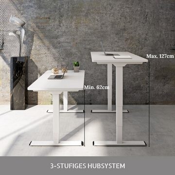 ERGOFINO Schreibtisch DT30T (höhenverstellbarer Schreibtisch 140x80 cm, 160x80 cm, 180x80 cm, 2 Motoren, elektrisch höhenverstellbares Tischgestell mit 3-Fach-Teleskop), Memory-Steuerung (Schwarz), DT30L mit Tischplatte