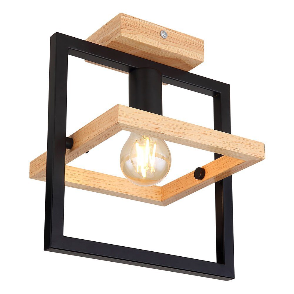 cm Leuchtmittel Holz Deckenlampe braun 25 Metall etc-shop inklusive, schwarz Deckenstrahler, Wohnzimmerleuchte nicht L