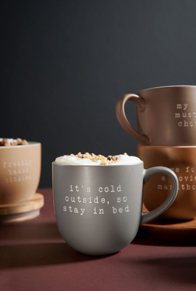 ASA SELECTION Becher hey! Henkelbecher not a morning person grau 0,35l, New Bone China, Geschirr