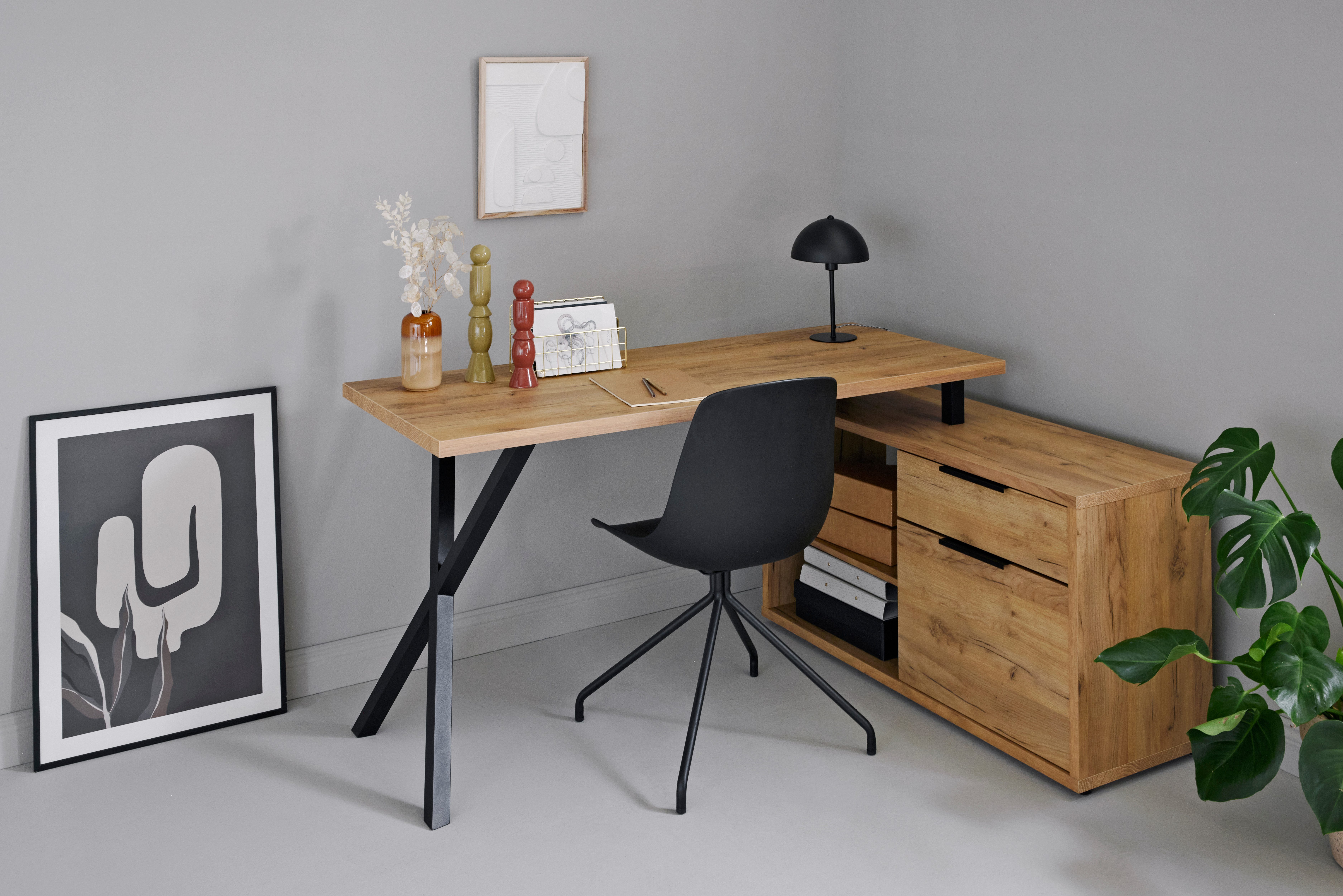 Jahnke Schreibtisch X-TRA C 145 E (1-St), Eckschreibtisch, wechselseitig montierbar, X-Gestell
