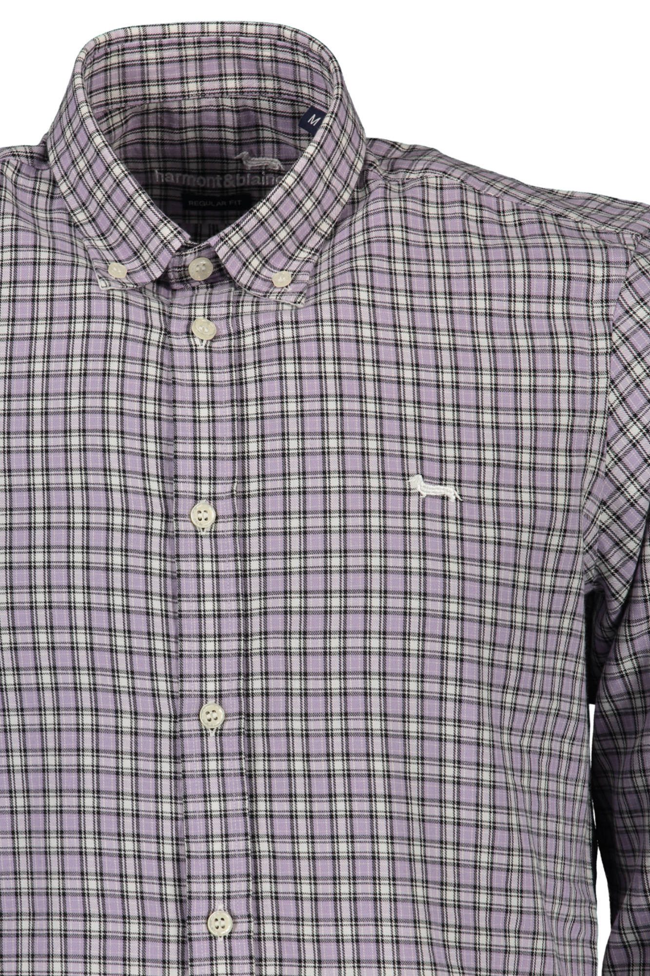 Harmont & Blaine Langarmhemd Violettes Herrenhemd: Regular Fit, Button-Down, Kontrastdetails