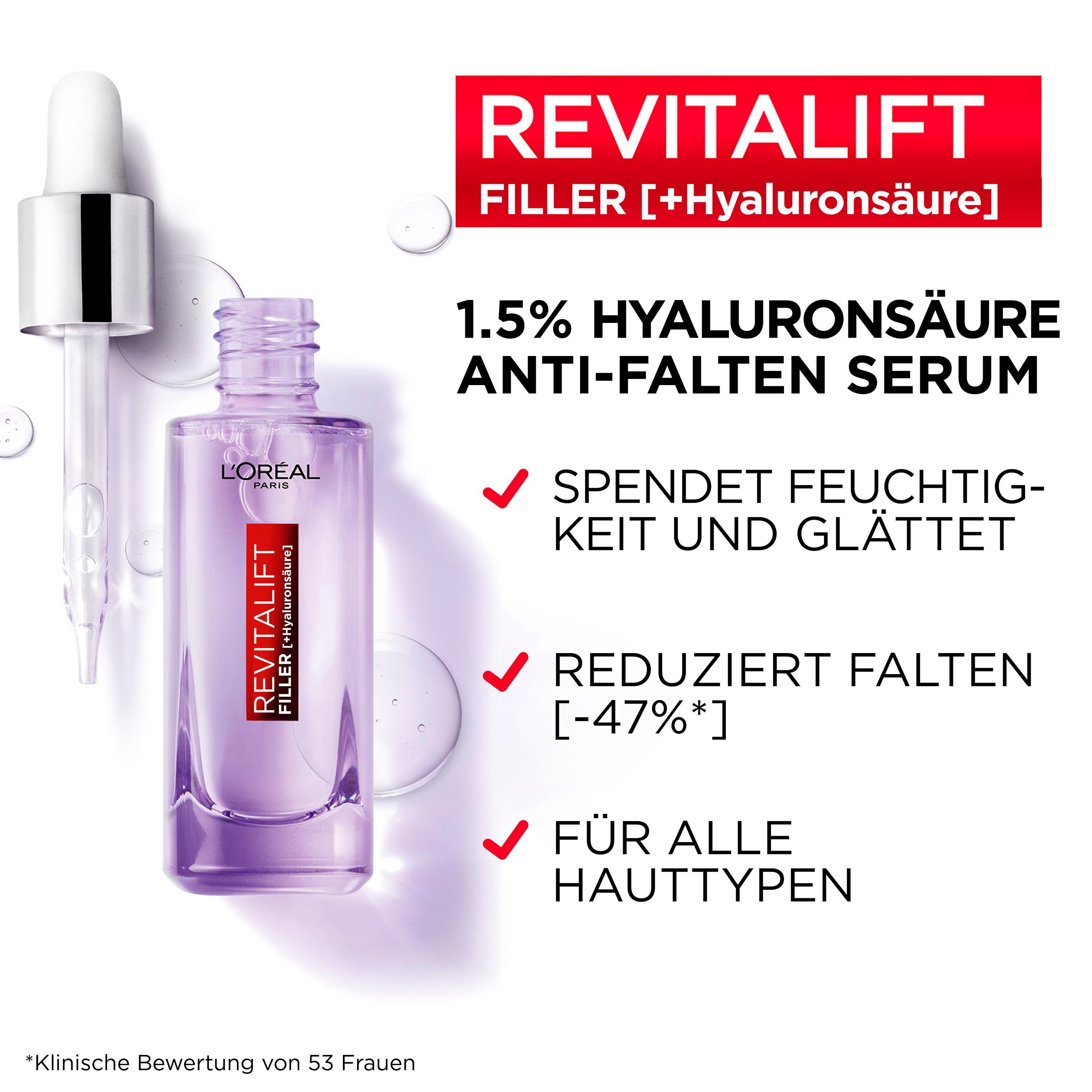 L'ORÉAL PARIS Gesichtsserum Revitalift Filler Anti-Falten Serum, mit Hyaluron