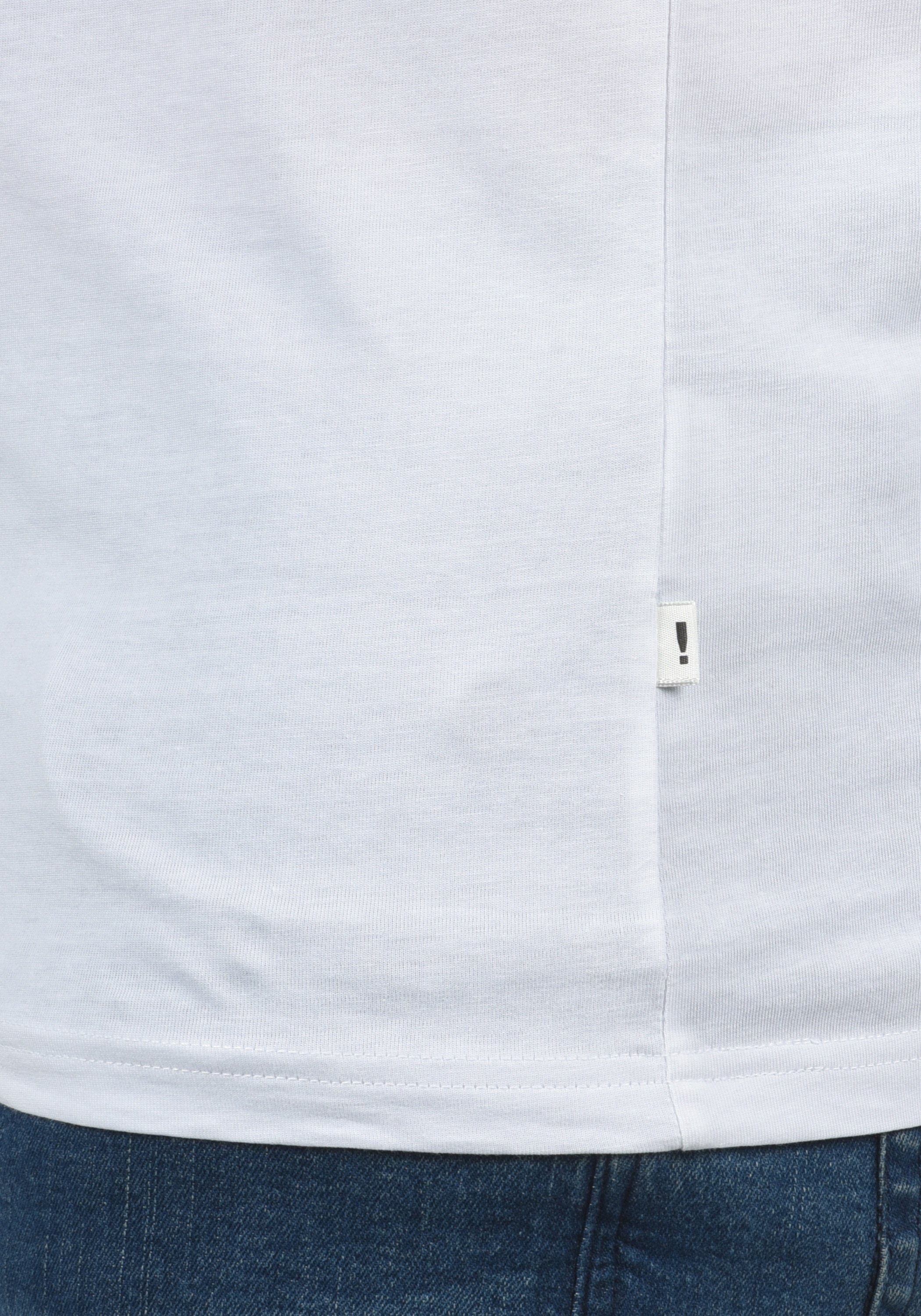White !Solid SDBastian Melange Baseball-Look (B0001) Blue Kurzarmshirt Rundhalsshirt im