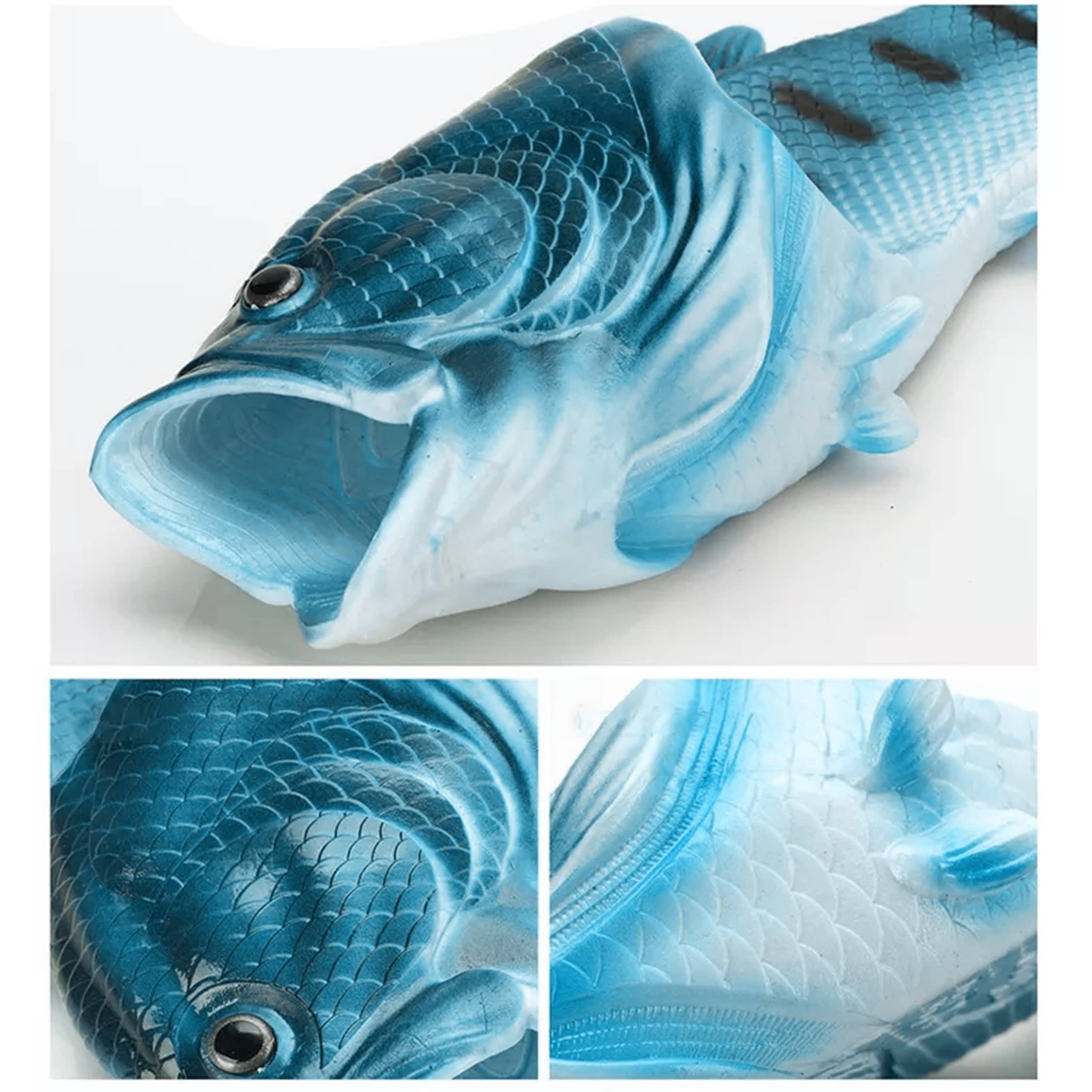 MST Fisch für Sandalen, Blau Geschenk Hausschuh Strandschuhe, Schlappen, Angler