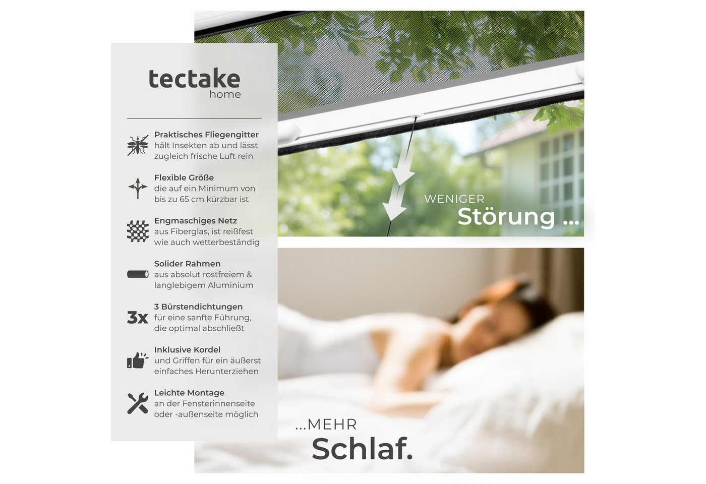 Thumbnail - tectake Insektenschutz-Fensterrahmen Insektenschutzrollo, aus Aluminium