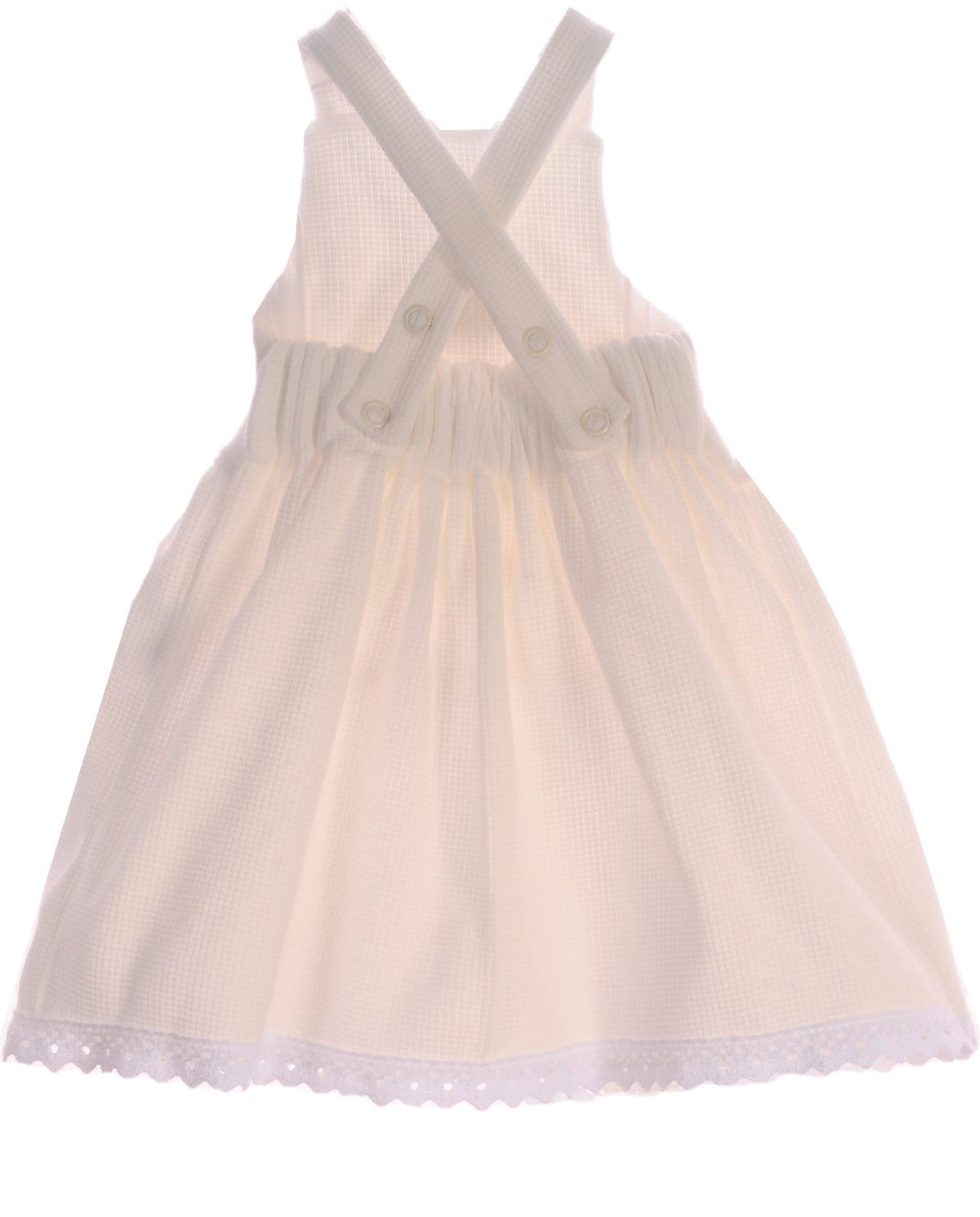 La Bortini Latzkleid Baby Kleidchen Trägerrock in Creme mit Spitzen, Rüschen, mit verstellbaren Druckknöpfen