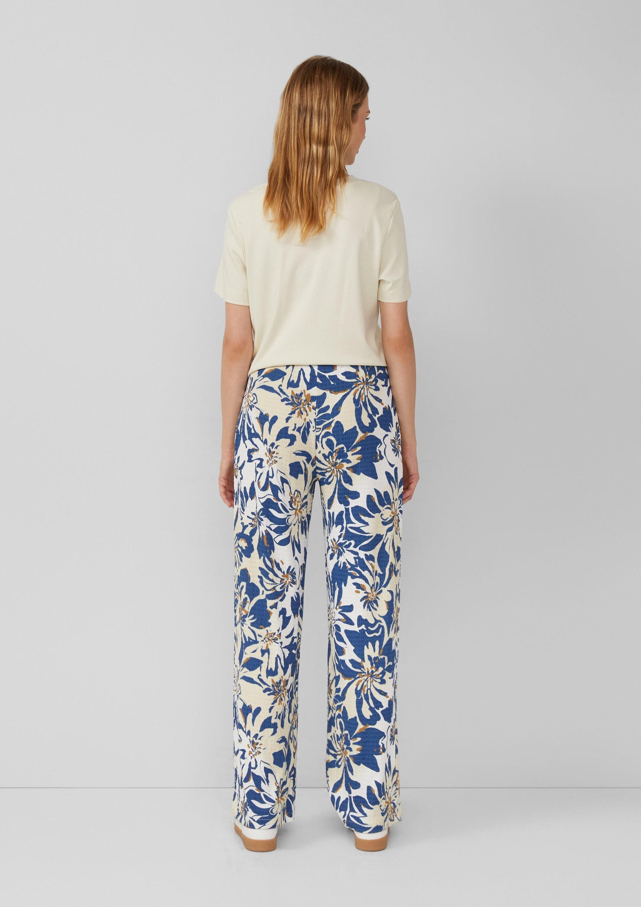 s.Oliver Chinos Hose Strukturierte Wide-Leg-Hose im Relaxed Fit mit All-over-Muster