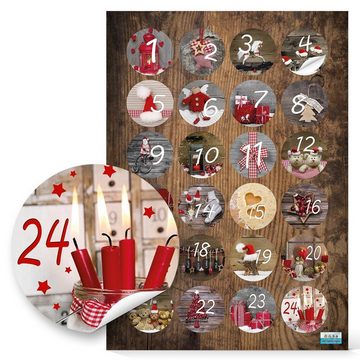Logbuch-Verlag Countdown Kalender Adventkalender Zahlen Aufkleber, 5 x 24 Stück, für 5 Diy Adventskalender