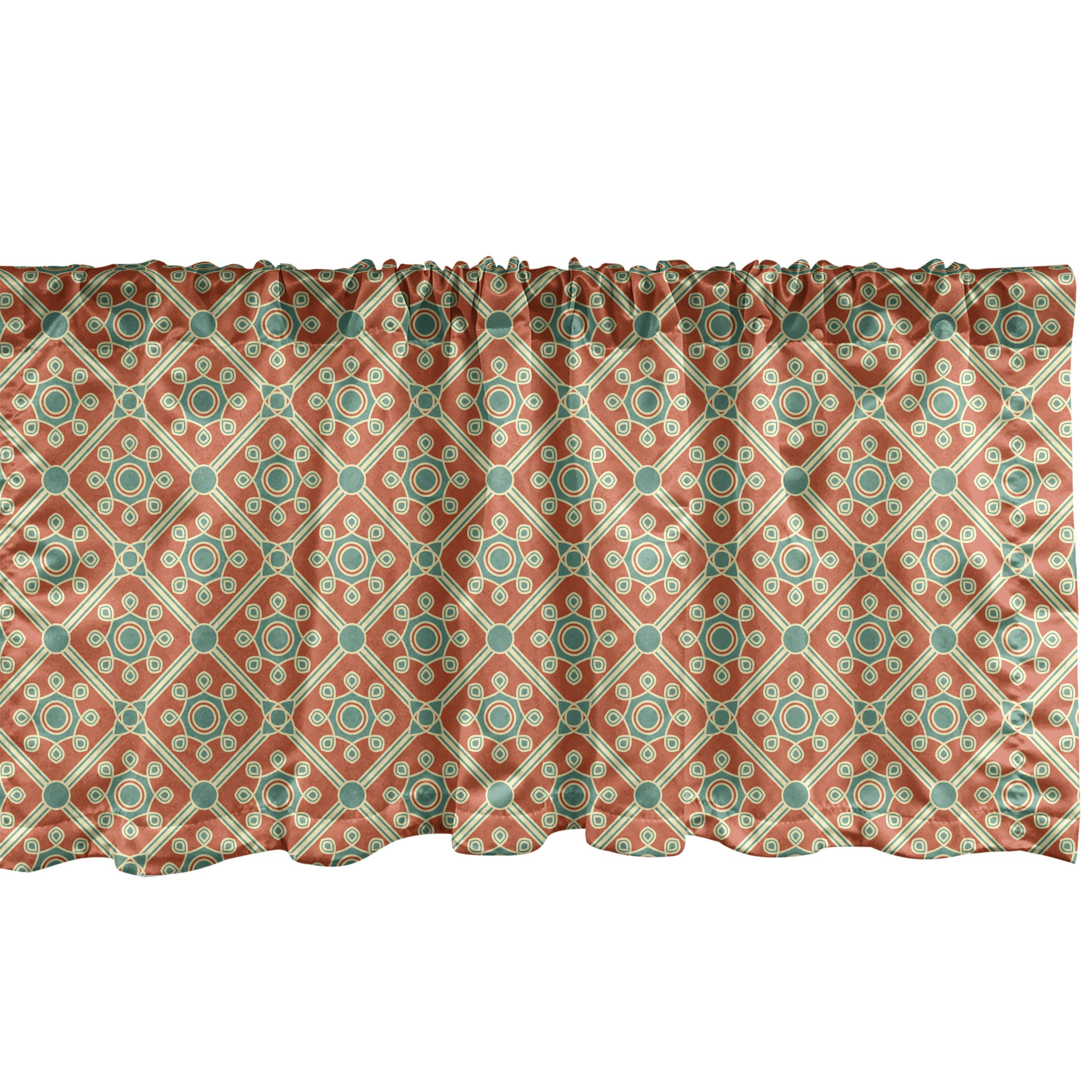 Scheibengardine Vorhang Volant für Küche Schlafzimmer Dekor mit Stangentasche, Abakuhaus, Microfaser, Antiquität gewirbelte Petals