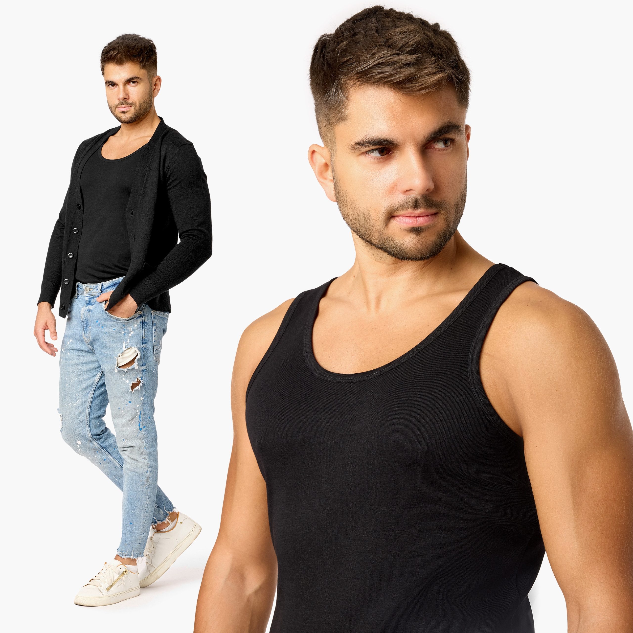Ladeheid Unterhemd Tanktop Herren Baumwolle Set 3 Stück LA40-258 (Set, 3er-Pack) – Bild 5 von 5