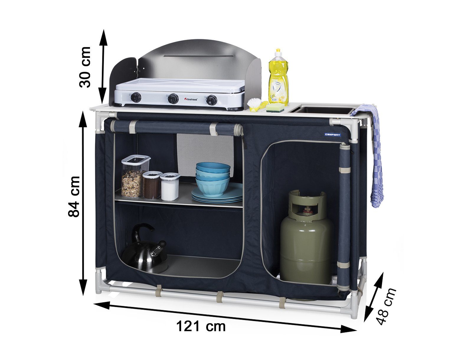 Campart Spüle Küchenbox Küchenschrank faltbar Küche Camper Outdoor Spülenschrank mit Stoff