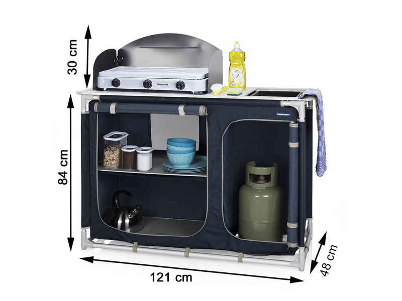 Campart Spülenschrank Küchenbox mit Spüle Outdoor Küchenschrank Stoff faltbar Camper Küche