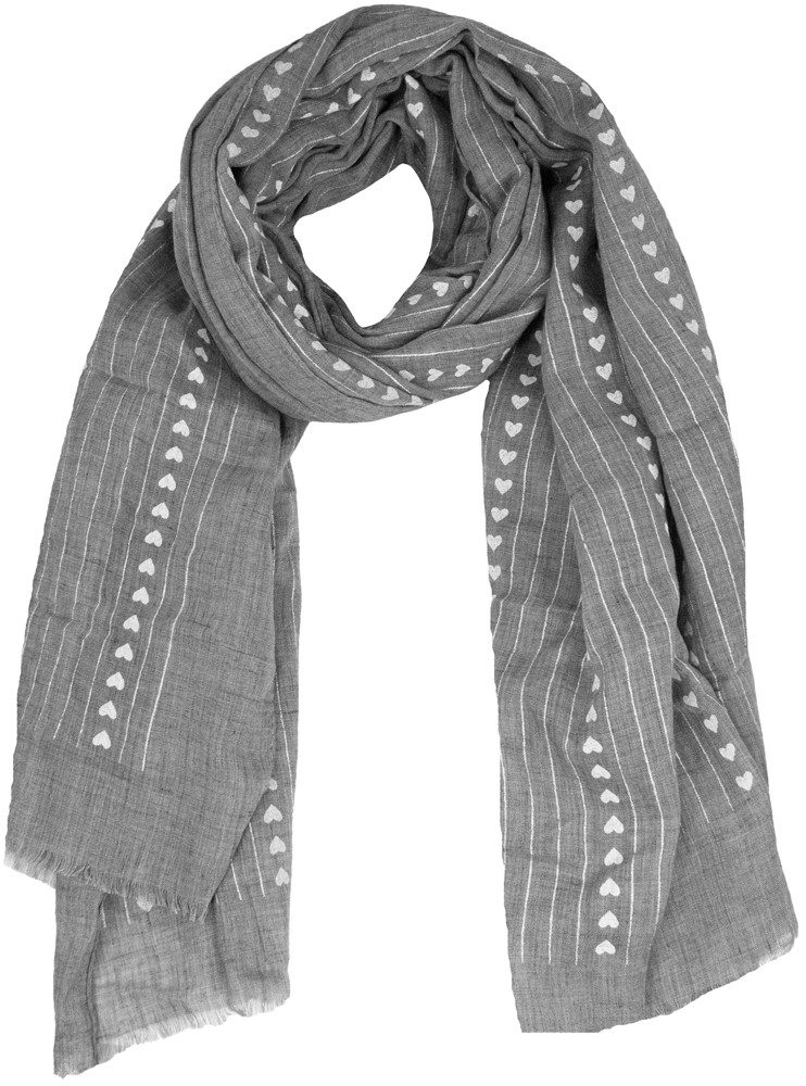 Trachtenland Schal Halstuch mit Herzen und Glitzer Streifen 185 x 70 cm