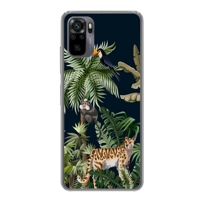 MuchoWow Handyhülle Dschungel - Pflanzen - Tiere - Kinder - Flamingo - Zebra Phone Case Handyhülle Xiaomi Redmi Note 10 Silikon Schutzhülle