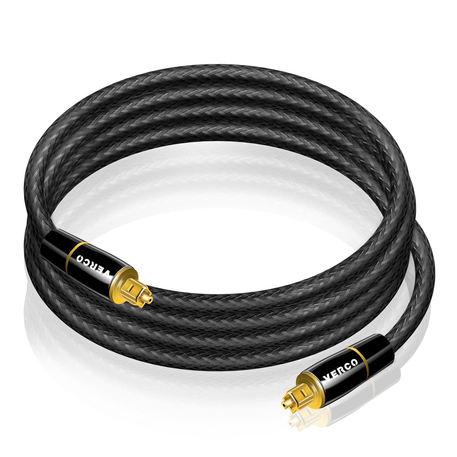 VERCO Digital Audio HiFi Kabel SPDIF LWL Optisches-Kabel, Toslink, (150 cm), F05 Standard Stecker Dolby TrueHD Dolby Digital 7.1 DTS kompatibel