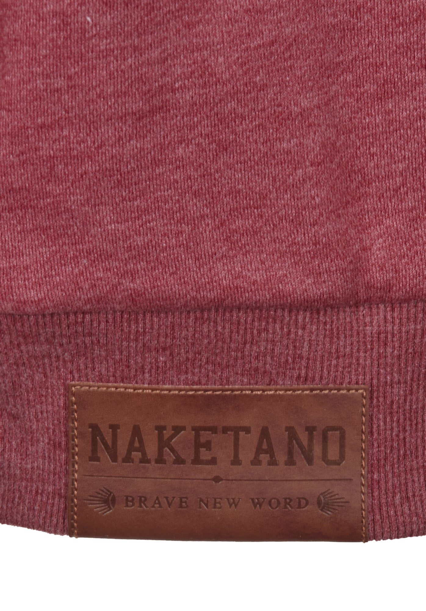 naketano Sweatjacke Oversize Damen mit Kapuze, melierte Sweatware, Reißverschluss, weich kuschelig, Kunstleder-Logo, casual, Streetwear, weich, Langarm – Bild 5 von 5