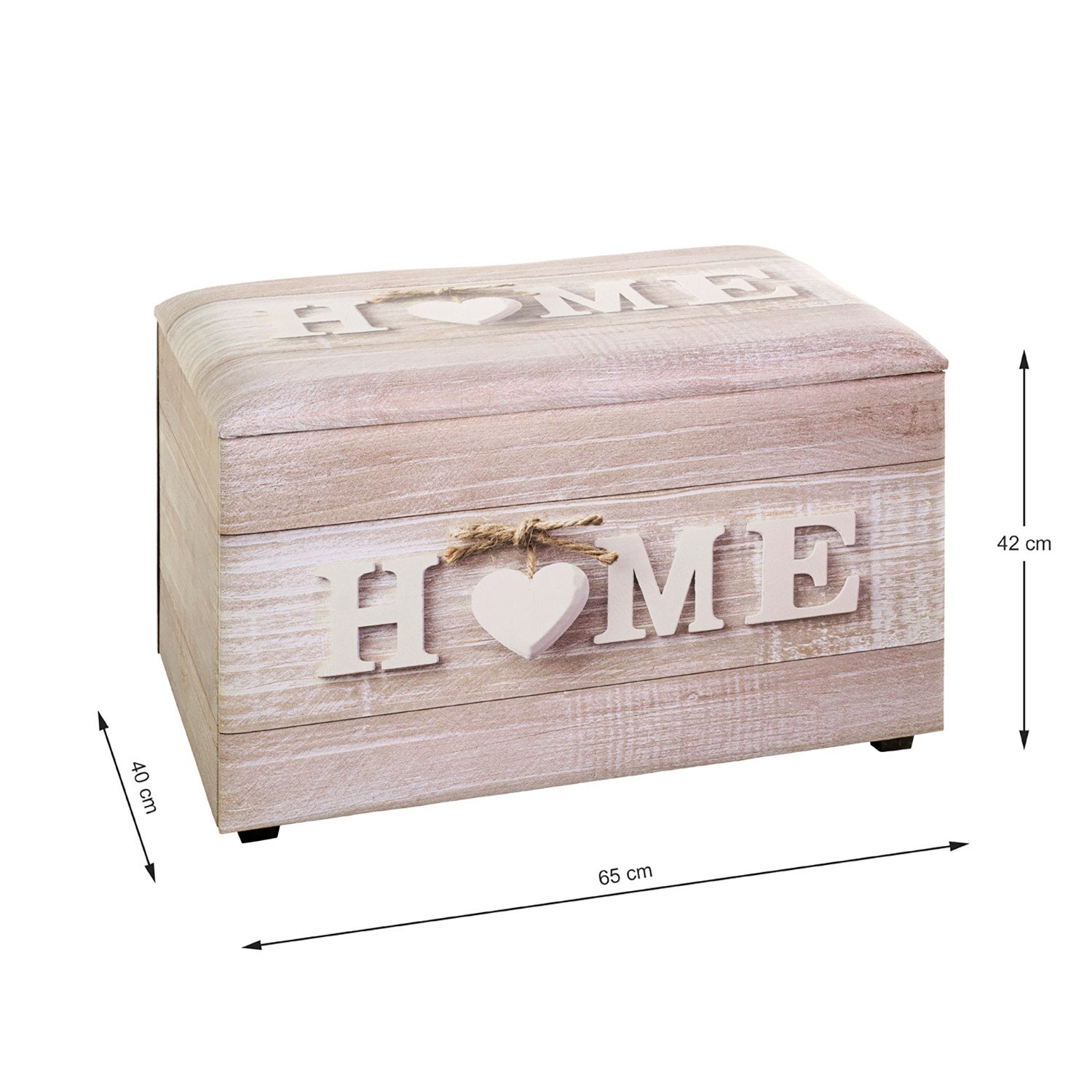 HAKU Sitztruhe Truhe - Motiv Kunstleder, MDF - H. 42cm x B. 65cm - Sitzbank (1xSitztruhe, Deckelbank - Truhenbank), Banktruhe - Truhenbank - Sitzkiste - Kistenbank