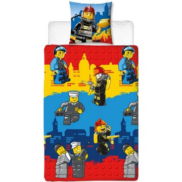 Kinderbettwäsche Lego City Bettwäsche Linon / Renforcé, BERONAGE, 100% Baumwolle, 2 teilig, 135x200 + 80x80 cm