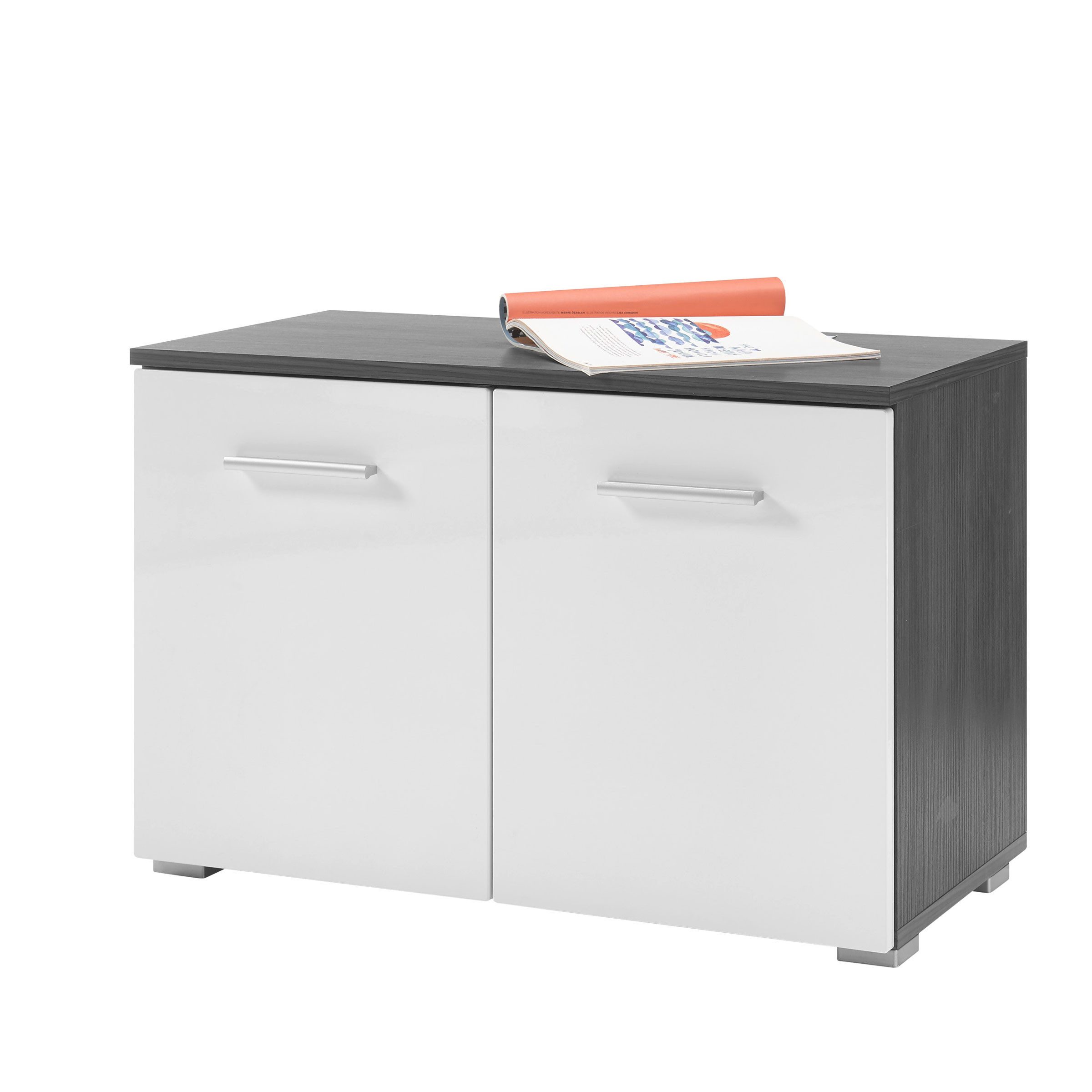 Bega Consult Bank Garderobenbank Melody weiß Hochglanz Korpus schwarz