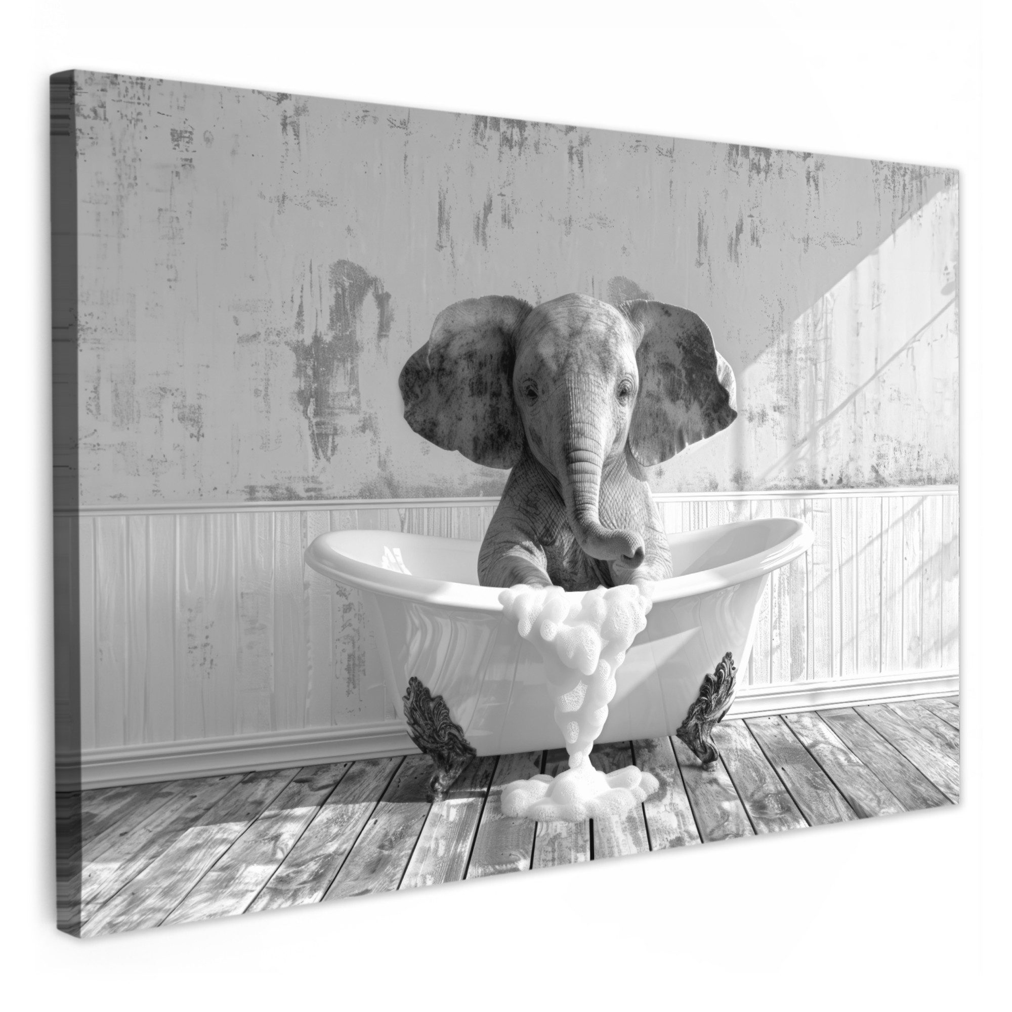 OneMillionCanvasses® Leinwandbild Elefant - Weinlese - Tiere - Schwarz - We günstig online kaufen