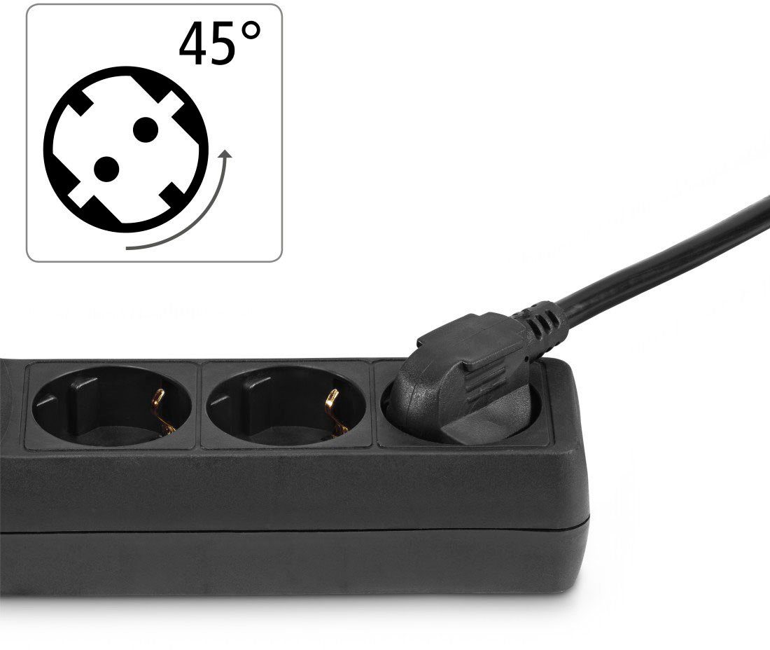 Hama Mehrfachsteckdosenleiste 3-fach, 5 m Steckdosenleiste 3-fach (Kabellänge 5 m), Schwarz, mit erhöhtem Berührungsschutz